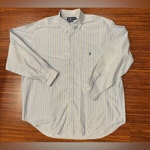 Ralph Lauren Shirt Mens XXL Oxford Pony Blue With Stripes Cotton Button Down